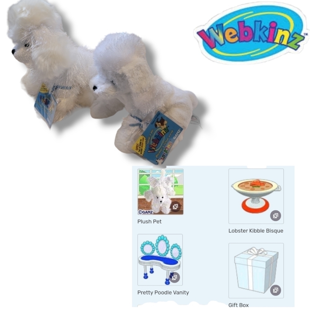 GANZ WEBKINZ New with Codes/Tags 4 Poodle Lot Pink/ Black/ 2 White (1 Lil Kinz) - Picture 6 of 10